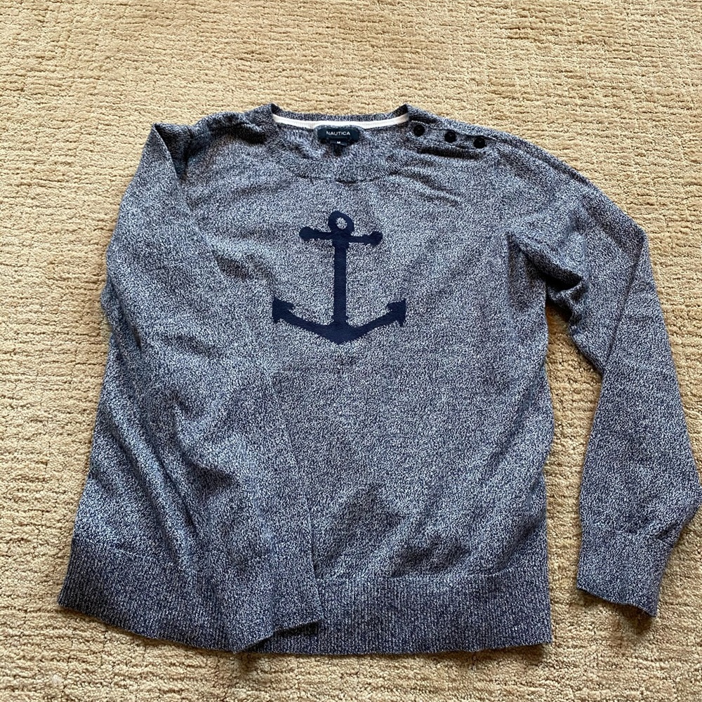 Nautica navy and white anchor sweater